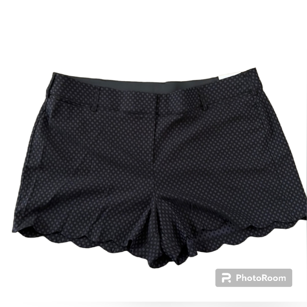 Lane Bryant Black Dot Scalloped-Hem Shorts
